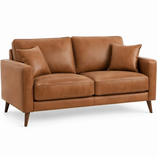 2-zitsbank 168 x 86 x 85 cm van cognacbruin PU-kunstleer