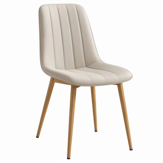Eetkamerstoel van PU-kunstleer Crème met Rubberhouten Poten 49 x 61 x 86 cm