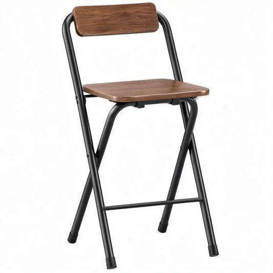 Opvouwbare barkruk met rugleuning, bruin/zwart, 45 x 50 x 98 cm