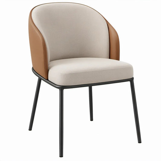 Eetkamerstoel met armleuningen 58 x 59 x 80 cm – Crème/Cognac/Zwart