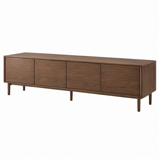 TV-meubel met 4 greeploze deuren, 180 x 40 x 55 cm, donkerbruin walnootfineer