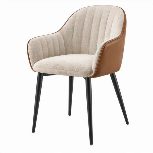 Eetkamerstoel met armleuningen 59 x 61 x 82 cm Beige/Cognac/Zwart